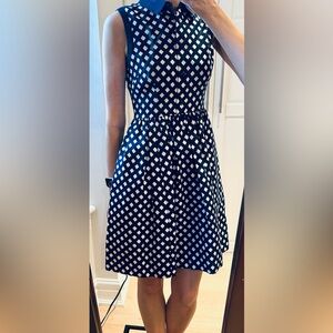 Kate Spade New York Navy and White Geometric Print Dress - Size 2